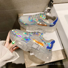 Zapatillas Zapatos Mujer Diamond Foamposit Ladies Woman Transparent Wedge Summer Chunky Sneaker